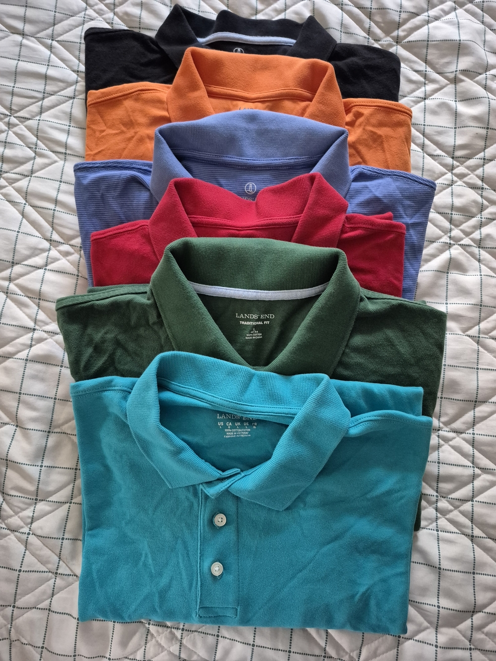 Six Lands' End Men's Polo Pack — Teal, Green, Red, Light Blue, Orange, Black
